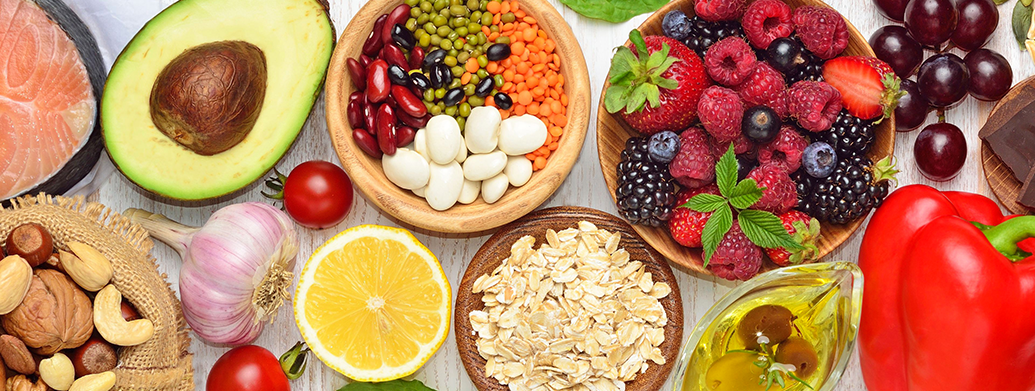 Table full of healthy food for people with diabetes