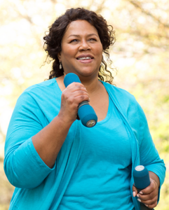 Woman with diabetes exercising on a walk